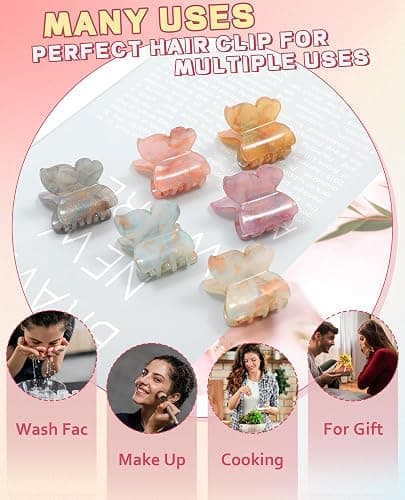 Sequins Butterfly Hair Clips - 12PCS Small Clamps for Thin Hair Styling Accessories, Classic Claws for Women & Girls thumbnail 7
