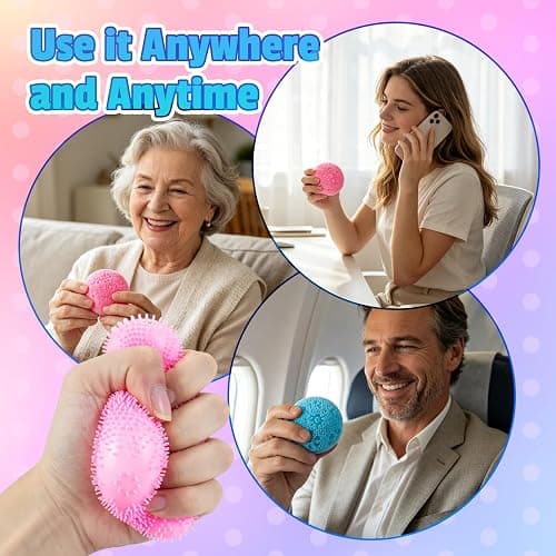 Fuzz Ball Squishy Stress Ball,Fuzzball Squishy,Soft Fidget Toy for Anxiety Relief, Sensory Squishy Ball Calming Tactile Grip for Soft Stress Relief Ball for Kids and Adults (Blue) thumbnail 6