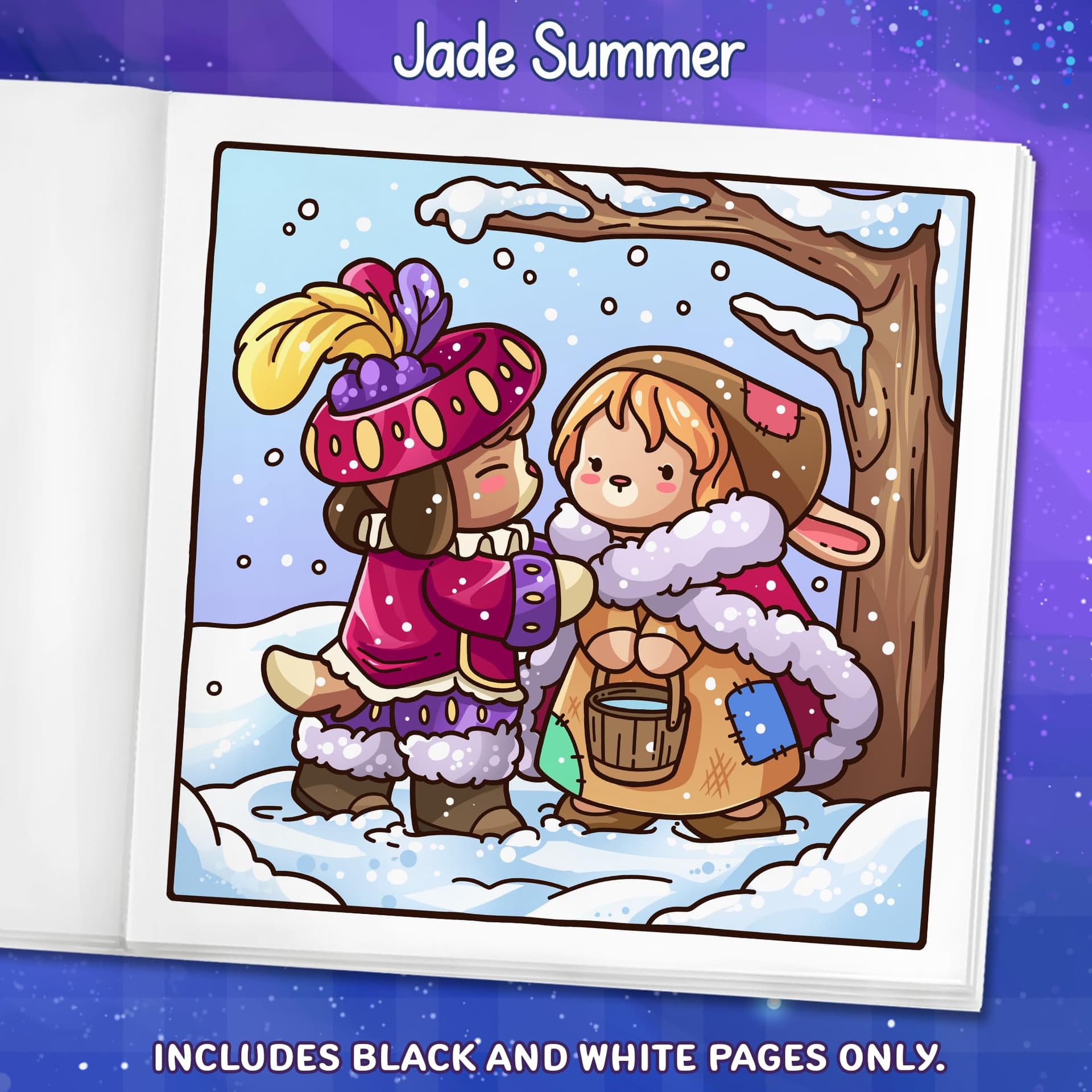 Cozy Romantasy: Cute Coloring Book for Adults and Teens with Fantasy Romance Scenes for Relaxation thumbnail 5