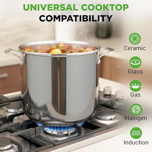 NutriChef 19-Quart Stainless Steel Stockpot – 18/8 Food Grade Heavy-Duty Induction-Compatible Pot with See-Through Lid, Ideal for Stews, Broths, Simmering & Soups, Dishwasher Safe – NCSP20 thumbnail 4