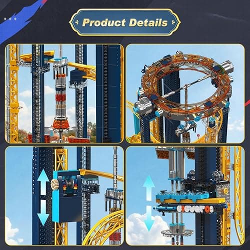 Mould King Loop Coaster Building Kit, Large Amusement Park Roller Coaster Model Set with Passenger Train and Motors, Creative Gift for Adults, 3118 PCS thumbnail 5