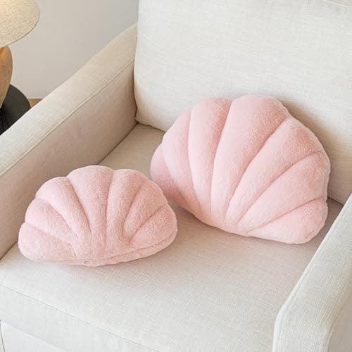 Znhinery Shell Pillow, Seashell Throw Pillow with Soft Rabbit Plush for Couch Bed, Shell Shaped Decorative Ocean Pillow Stylish Beach Cushion Room Aesthetic Home Decor thumbnail 3
