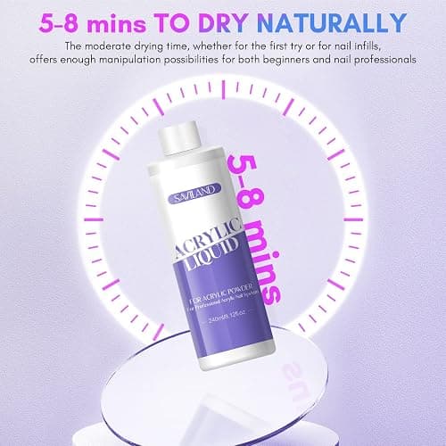 SAVILAND Monomer Acrylic Nail Liquid – 8.11fl.oz Acrylic Liquid with 3PCS Brushes Size（8/10/14) Non-Yellowing Monomer for DIY Home Nail Salon Use thumbnail 4