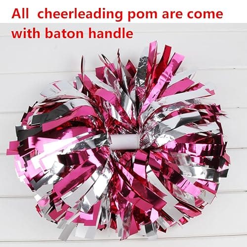 Metallic Cheerleader Cheerleading Pom Poms 6 inch 1 Pair 2 Pieces (Black) - Black thumbnail 2