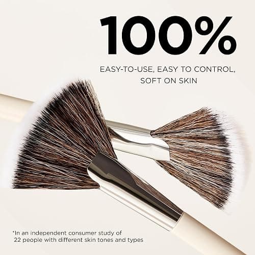 HALEYS Fan Makeup Brush – Soft Vegan Fluffy Face Brush for Applying Highlighter, Bronzer & Finishing Powder, Precise, Luminous Blending Tool, Cruelty-Free thumbnail 3