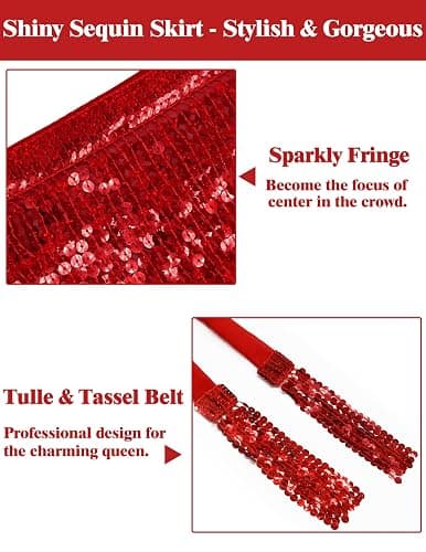 Sequin Skirt Sparkly Skirt Belly Dance Skirt Glitter Skirt Rave Sparkle Skirt Sequin Tassel Skirt Fringe Hip Scarf Women thumbnail 4