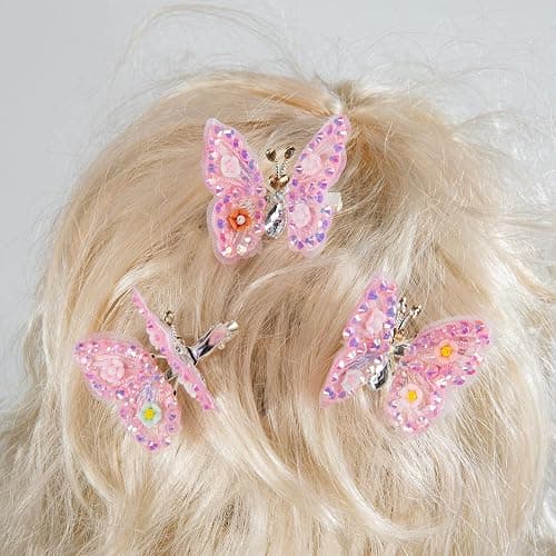 Cartanfill-Embroidery Butterfly Hair Clips Set 6pc Multi Color Stylish Accessories for Girls (C) thumbnail 5