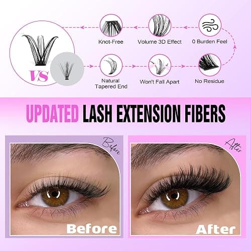 Pawotence Lash Extension Kit DIY 280pcs Individual 30D 40D Cluster, Eyelash Bond and Seal, Lash Remover & Tweezers for Self Use, Black (30D&40D, 9-16mm, All Kit) thumbnail 4