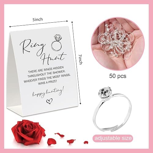 UHADRE Ring Hunt Game(30 Rings with One Sign), Minimalistic Bridal Shower Game, Fun Wedding Game/Engagement Party Game, Bridal Shower Decorations-RH06 thumbnail 3