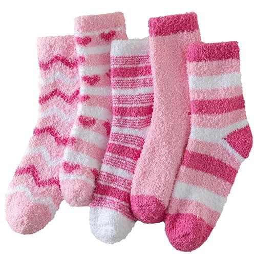 Nimalpal Fuzzy Socks for Women, Super Soft Warm Cozy Socks for Womens Winter 5 Pairs - Image 1