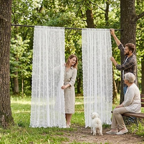 1 Piece Lace Curtains, Drop Vintage Flowers Lace Curtain Soft Lightweight, Lace Curtains For Windows, Country House Style Long Lace Net Curtains For Kitchen Bedroom Living Room Balcony, 100x200cm thumbnail 6