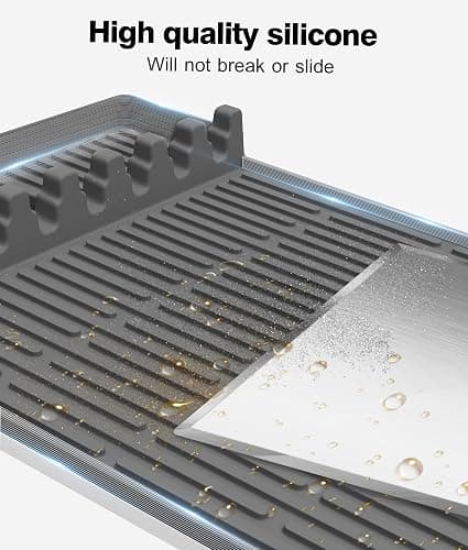 Silicone Griddle Tools Mat for Blackstone - Large Silicone Spatula Mat with Drip Pad - Griddle Mats BBQ Grill Accessories - Side Shelf Mats Grill Pad for Blackstone Griddles Accessories (Gray) thumbnail 7