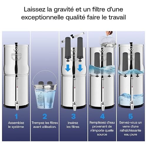 Weeplow® Venus ECO - Système de Filtration d'Eau par Gravité 5.6L Litres AISI 304 avec 2 Eléments de Purification O'Pure 2 Et Robinet 100% Inox (Inox, 5.6L ECO) thumbnail 5