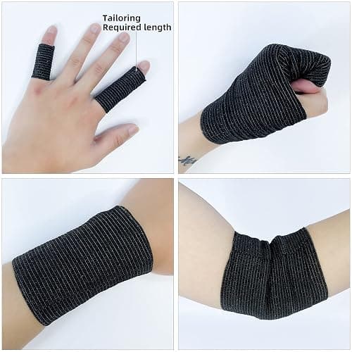 Carbou Self Adhesive Bandage Wrap 4" x 5yd 8ct Vet & Athletic Black | Vet Wrap Elastic Cohesive Bandage Self Adherant Non-Woven Wrap for Wrist, Ankle, Hand,First Aid Medical Stretch Wrap thumbnail 3