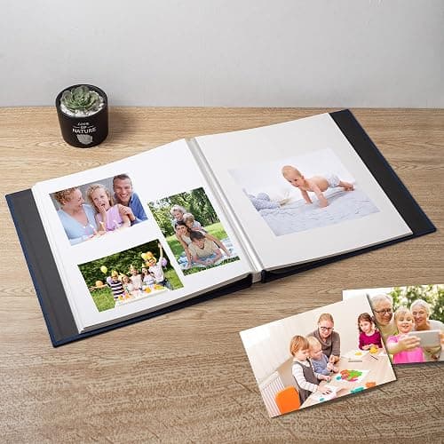 HenPisen Large Photo Album Self Adhesive Scrapbook Album for 4×6 8×10 Pictures DIY Magnetic Linen Cover Album 60 Pages for Family Wedding Gifts with Metal Pen and Plastic Board thumbnail 2