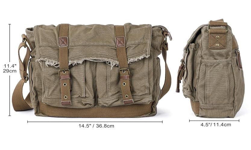 GOOTIUM Canvas Messenger Bag - Vintage Shoulder Bag Frayed Style Boho Purse thumbnail 6