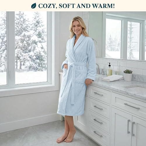 PAVILIA Womens Robe Fleece Plush Soft, Fluffy Fuzzy Cozy Warm Bathrobe, Shower Spa House Long Robe for Women thumbnail 4