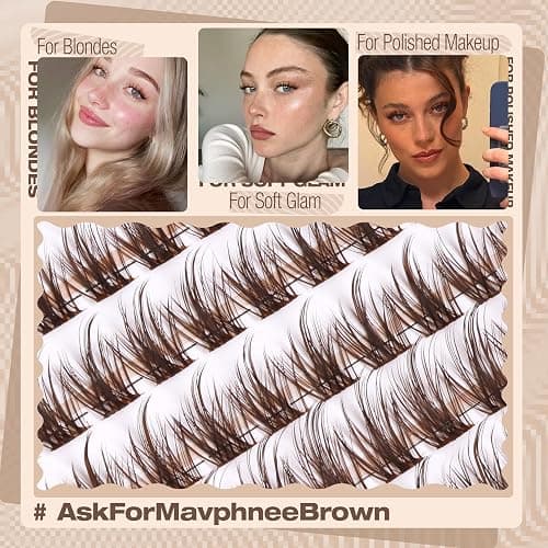 Brown Lash Clusters Kit Wispy Eyelash Extensions Kit Fairy Dark Brown Individual Lashes with Lash Bond and Seal 8-16MM C-Curly Clean Girl Beauty Natural Cluster Lashes (144Pcs, Brown Lash Glue) thumbnail 5