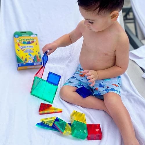 CreateOn Crayola Mini Magnetic PIP-Tiles, Bold Colors - Building Set for Kids, Magnetic Building Toys for Kids, STEM Travel Toys for Boys and Girls Ages 3+, 24-Piece Set (Bold) thumbnail 2