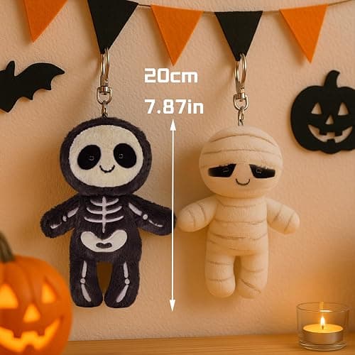 CNAANA Halloween Black Skull Plushies Figure, Skeleton Stuffed Toy for Holiday Decor & Gifting (7.6inch) thumbnail 3