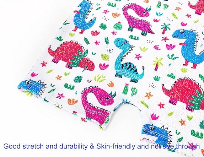 Domusgo Gymnastics Leotards for Girls Sparkly One-Piece Pro Kids Unitard Biketards with Shorts - Cartoon Dinosaur Biketard - 4T/5T thumbnail 5