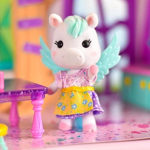 Sunny Days Entertainment Honey Bee Acres Rainbow Ridge Sunburst Art Studio – 50 Furniture Accessories with Exclusive Unicorn Figure | Light Up Dollhouse Playset | Pink Pretend Play Toys for Kids thumbnail 2