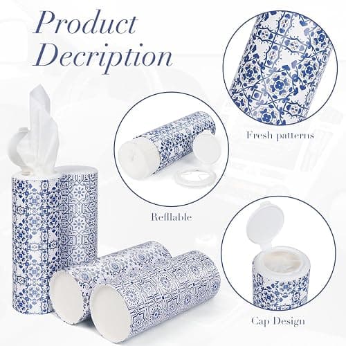 Car Tissue Holder,Facial Tissues Bulk,Travel Tissues, 4 Tubes Tissues with Lotion, Round Tissue Box for Car tissues Cylinder(200 Sheets,3-ply) thumbnail 4