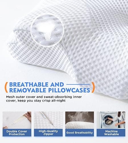 Osteo Cervical Pillow for Neck Pain Relief, Hollow Design Odorless Memory Foam Pillows with Cooling Case, Adjustable Orthopedic Bed Pillow for Sleeping, Support for Side Back Sleepers thumbnail 6