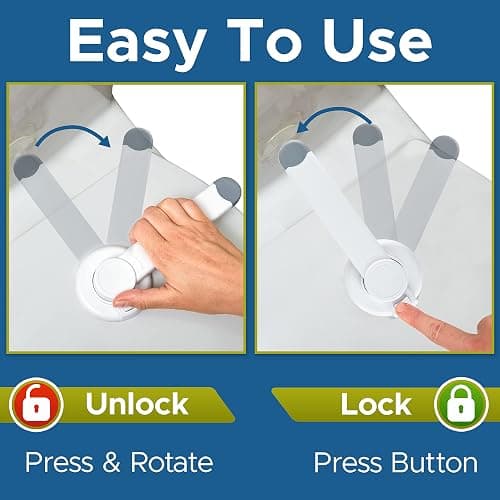 Baby Toilet Lock by Wappa Baby - 9"L x 4"W - Ideal Baby Proof Toilet Lid Lock - No Tools Needed Easy Installation with 3M Adhesive - Top Safety Toilet Seat Lock - Fits Most Toilets - White (1 Pack) thumbnail 4
