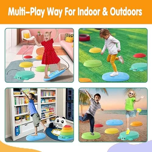 HAPATOYS Balance Board & Stepping Stones for Kids - 2-in-1 No-Slip Turtle Stepping Stones and Balance Board for Toddler Balance & Obstacle Course, for 3 4 5 6 Year Old Kid Indoor & Outdoor Play thumbnail 6