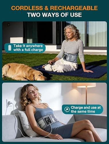 ALLJOY 67" Cordless Heating Pad for Back, FSA Eligible Items Only List, Father-s Day Gift-s for Dad Women Men, Portable Lower Back Massager with 3 Heat 5 Vibration, Wireless Heating Pad for Cramps thumbnail 5