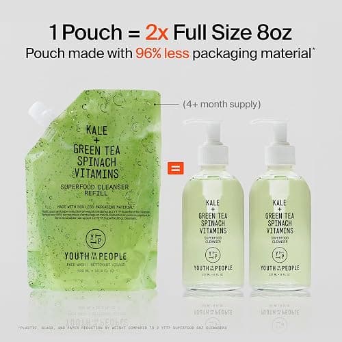 Youth To The People Superfood Cleanser - Kale + Spinach Hydrating Face Wash | Antioxidant-Rich Daily Facial Cleanser - Refillable, pH-balanced, Non-drying, Gentle Makeup Remover, All Skin Types, Vegan thumbnail 11