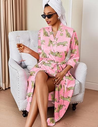 Ekouaer Silk Robes for Women Long Satin Bride Bridesmaid Wedding Party Robes Lightweight Sexy Sleepwear with Pockets thumbnail 4