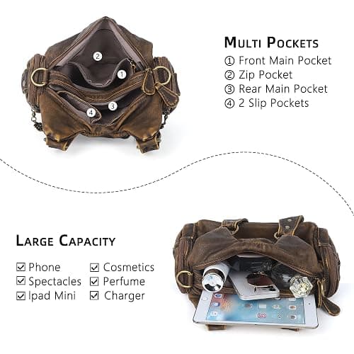 Angel Kiss Purses for Women Small Hobo Shoulder Bags Vagen Leather Multi-Pocket Tote Bag with Zipper thumbnail 4
