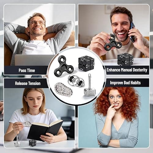 5 Pcs Fidget Toys Teen & Adult Metal Fidgets Spinner Infinity Cube Cool Hammer Hand Spinner Gadgets Office Desk Toy Sensory Items for Stocking Stuffers for Gift thumbnail 6
