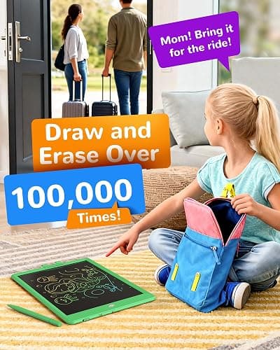KOKODI LCD Writing Tablet, 10 Inch Colorful Toddler Doodle Board Drawing Tablet, Erasable Reusable Electronic Drawing Pads, Educational and Learning Toy for 3-6 Years Old Boy and Girls(Green) thumbnail 6