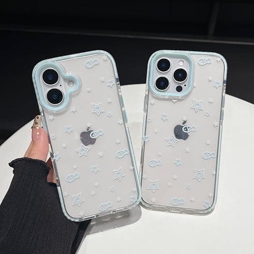 FLIRACON Cute Cartoon Fish Stars Clear Phone Case Compatible with iPhone Case(Clear,for iPhone 14) thumbnail 2