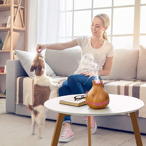 BZseed Aromatherapy Essential Oil Diffuser 550ml 12 Hours Wood Grain Aroma Diffuser with Timer Cool Mist Humidifier for Large Room, Home, Baby Bedroom, Waterless Auto Shut-off,7 Colors Lights Changing thumbnail 2