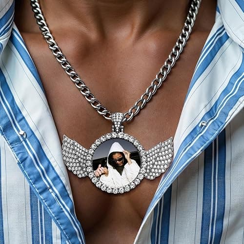 Jumaple Custom Circle Chain with Picture, Photo Necklace for Men Women, Personalized Picture Pendant, Customized Memorial Gifts for Christmas Birthday Anniversary Family thumbnail 2