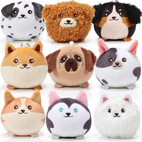 Libima 9 Pcs Mini Stuffed Animals Keychains 3.15 Inch Small Plush Cute Ornaments Bulk Toys for Baby Shower Birthday Party Decors Gift Bags Fillers Operation Christmas Basket Stuffers(Puppy) - Image 1