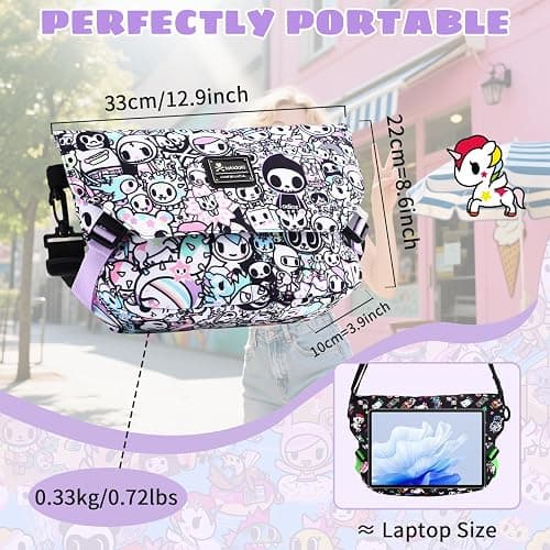 tokidoki Messenger Bag for Women，Cute Cross Body Bags Phone Wallet Crossbody Bag for Women Men for Work Travel Gift thumbnail 5