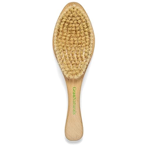 GranNaturals Soft Bristle Hair Brush - Curved Boar Bristle Vintage Style Hairbrush for 360 Waves, Sleek Slick Back Ponytail & Bun, Smoothing, Fades for Women & Men - Wooden Handle thumbnail 5