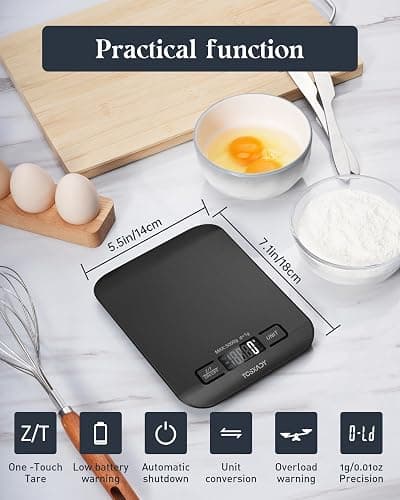 Tcsxady Food Scale, Digital Kitchen Scale with Grams & Ounces Units, 11lb | Digital Scale with 6 Units, LCD Display and Tare Function, Compact Design for Baking, Cooking, Meal Prep, 304 Stainless Steel thumbnail 5