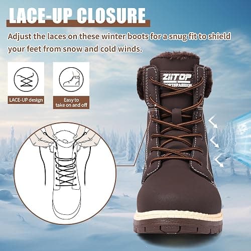 BKWHDAY Winter Boots for Women Snow Boots Waterproof Fur Lined Warm Hiking Boots Ladies Lace Up Walking Boots Anti-Slip Lightweight Outdoor Ankle Boots thumbnail 5