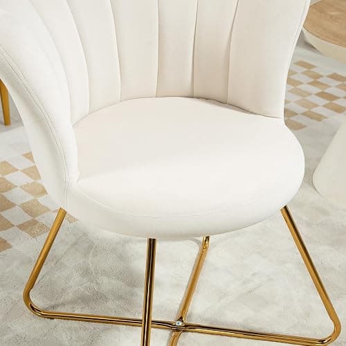 HOMCOM Seashell Chair Dressing Table Chair Velvet Armchair Living Room Chair with Steel Legs for Living Room and Bedroom 69 x 64 x 80 cm Cream thumbnail 9
