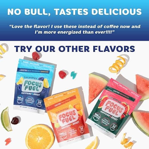 FocusFuel Energy Chews - Trial Size Variety Sample Pack (9 Servings) | Peach, Green Apple, Strawberry Lemonade Flavors, 100mg Caffeine, Alpha GPC, L-Theanine, B12, Magnesium, No Crash or Jitters thumbnail 4