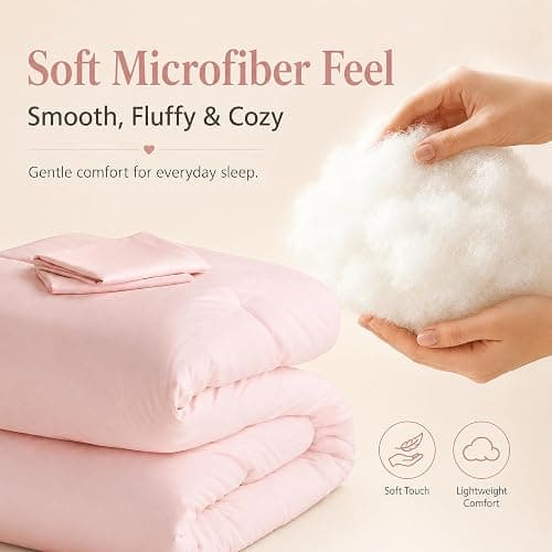 weigelia Pink Comforter Full Size Set – Soft All-Season Bedding with 300GSM Fluffy Microfiber, Includes 2 Matching Pillowcases – Elegant Blush Pink Comforter for Girls, Teens, and Women thumbnail 4