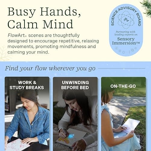Lifelines FlowArt Activity Pad, 2-Pack Winter Set + Bonus Pad - Guided Art Meditations with Markers – Dot-by-Letter & Illuminate & Create - Coloring Books for Tweens, Adults & Seniors thumbnail 6