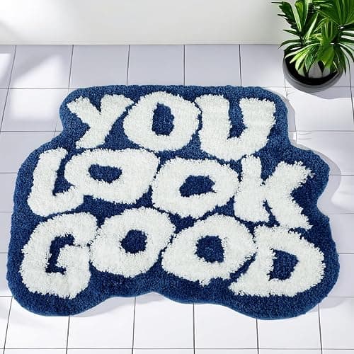You Look Good Bathroom Rugs, Funny Bath Mat with Cute Words, Cool Welcome Door Mat, Non Slip Microfiber Washable Absorbent Shower Mat, Indoor Rugs for Bathroom Bedroom Kitchen Living Room Decor - Image 1