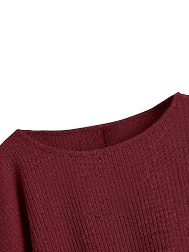 SweatyRocks Women's Casual Crewneck Raglan Long Sleeve Ribbed Knit Crop Top Cropped Sweater thumbnail 3